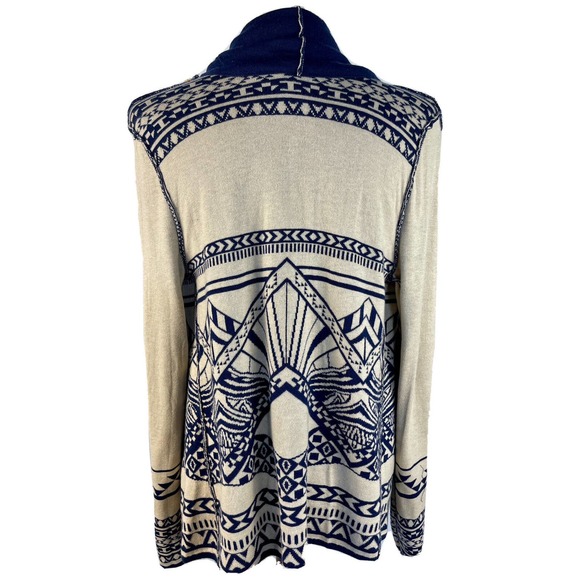 Flying Tomato Aztec Indian Navajo Reversible Cardigan Navy & Cream Big Size S - Picture 10 of 13